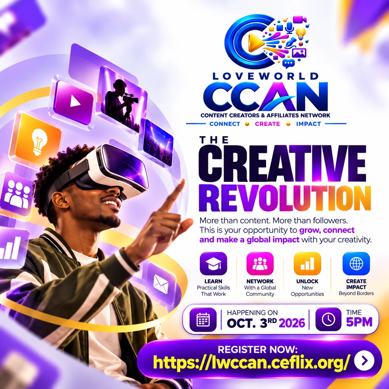 The Creative Revolution flyer — Saturday 3rd October 2026, 5PM